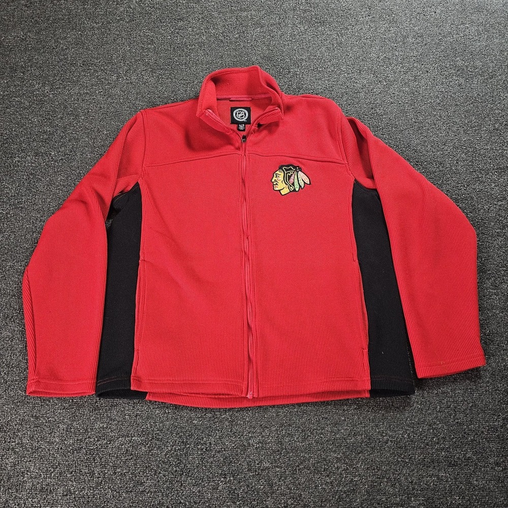 Chicago Blackhawks Jacket Mens Large NHL Official Full Zip Hockey Waffel Knit